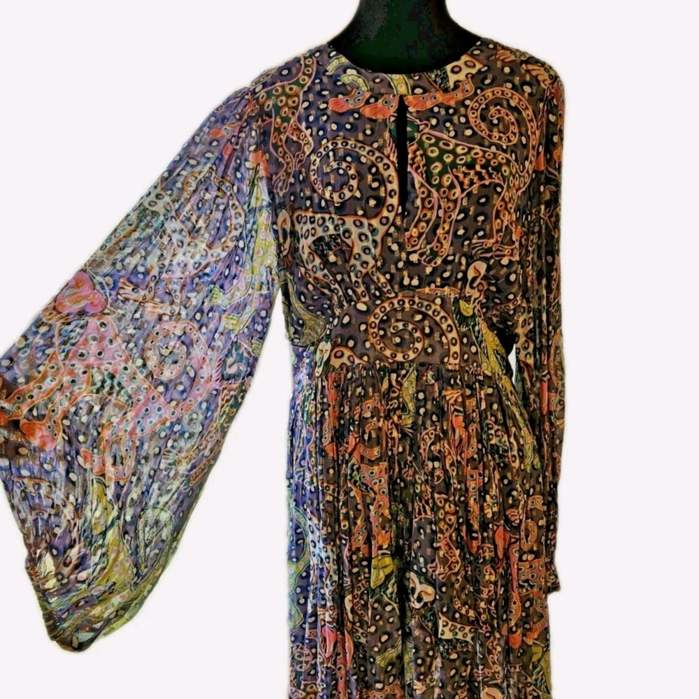 NWT- Oliphant Elegant Multicolor Patterned Dress-Size Large